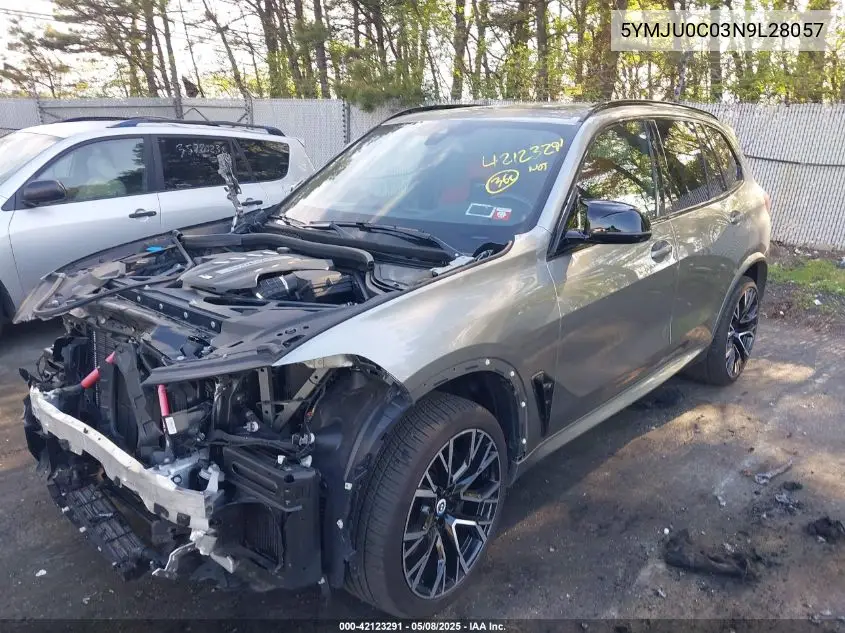 2022 BMW X5 M VIN: 5YMJU0C03N9L28057 Lot: 42123291