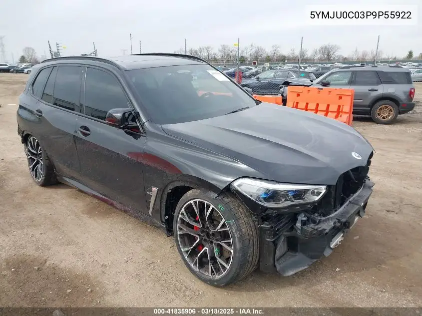 2023 BMW X5 M VIN: 5YMJU0C03P9P55922 Lot: 41835906