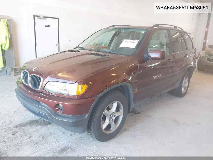 2001 BMW X5 3.0 VIN: WBAFA53551LM63051 Lot: 42473608