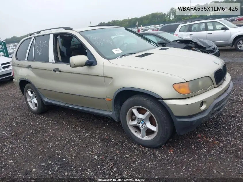 2001 BMW X5 3.0 VIN: WBAFA535X1LM61425 Lot: 42500146
