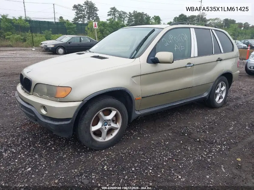 2001 BMW X5 3.0 VIN: WBAFA535X1LM61425 Lot: 42500146