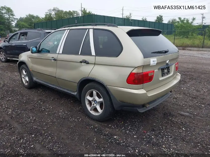 2001 BMW X5 3.0 VIN: WBAFA535X1LM61425 Lot: 42500146