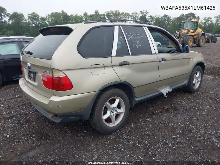 2001 BMW X5 3.0 VIN: WBAFA535X1LM61425 Lot: 42500146