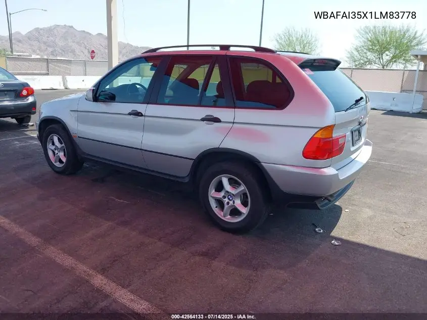 2001 BMW X5 VIN: WBAFAI35X1LM83778 Lot: 42564133
