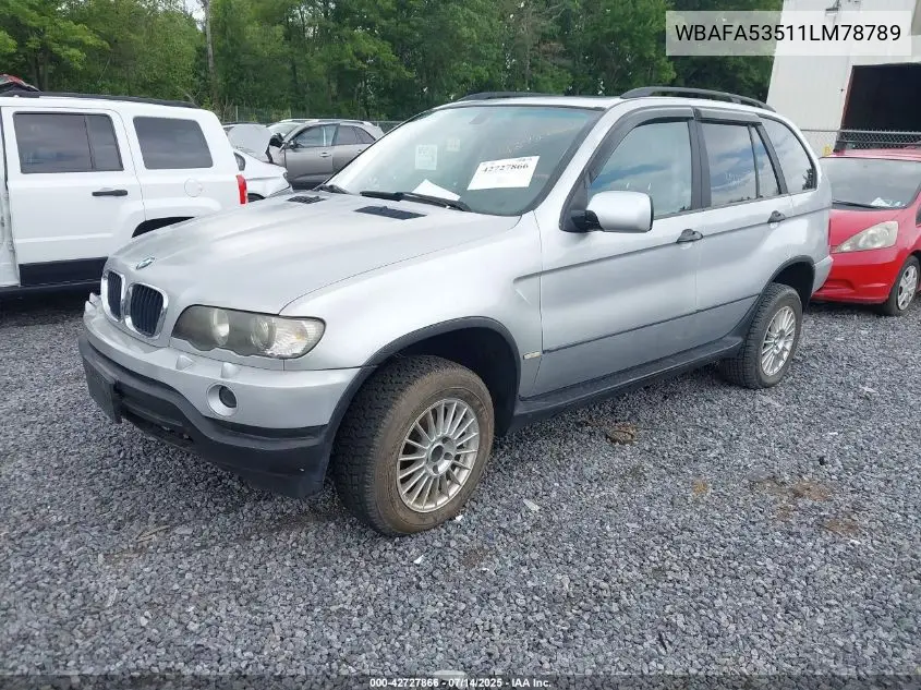 2001 BMW X5 3.0 VIN: WBAFA53511LM78789 Lot: 42727866