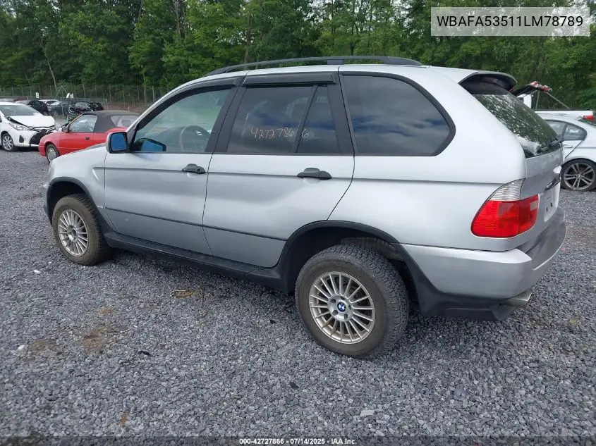 2001 BMW X5 3.0 VIN: WBAFA53511LM78789 Lot: 42727866