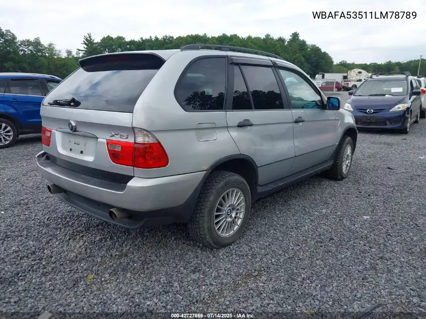 2001 BMW X5 3.0 VIN: WBAFA53511LM78789 Lot: 42727866