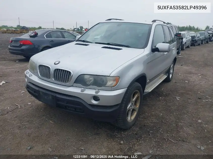 2002 BMW X5 3.0I VIN: 5UXFA53582LP49396 Lot: 12331091