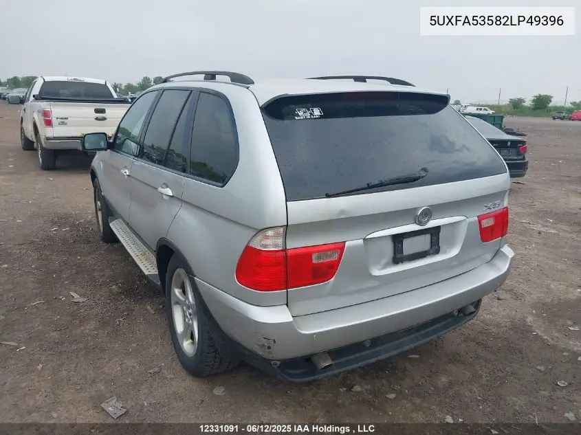 2002 BMW X5 3.0I VIN: 5UXFA53582LP49396 Lot: 12331091