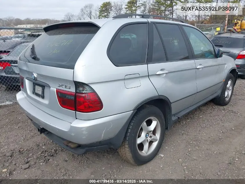 2002 BMW X5 3.0I VIN: 5UXFA53592LP38097 Lot: 41799435