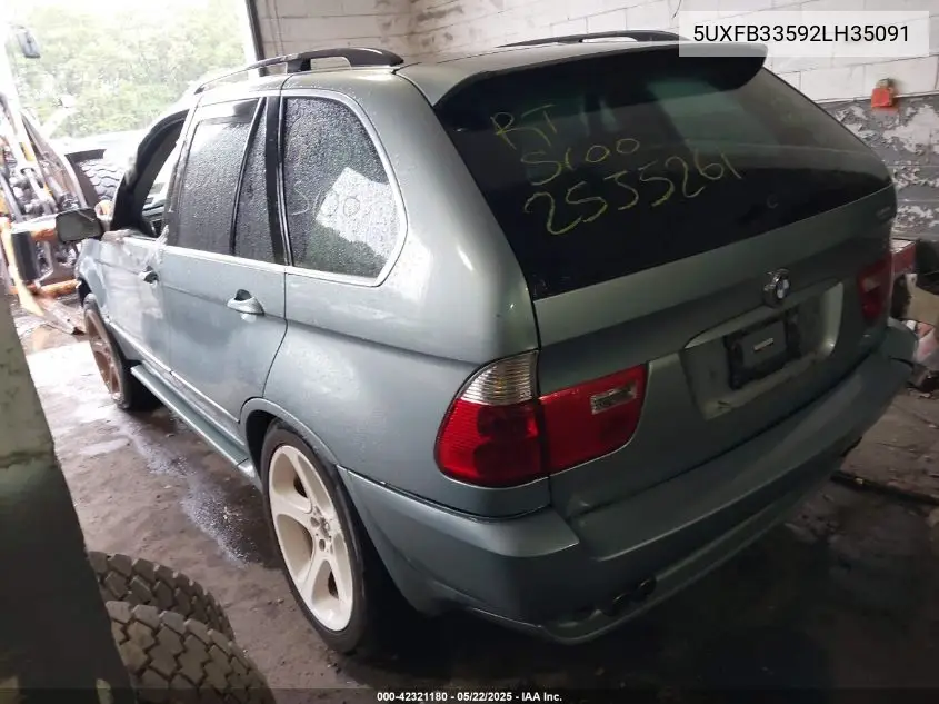 2002 BMW X5 4.4I VIN: 5UXFB33592LH35091 Lot: 42321180
