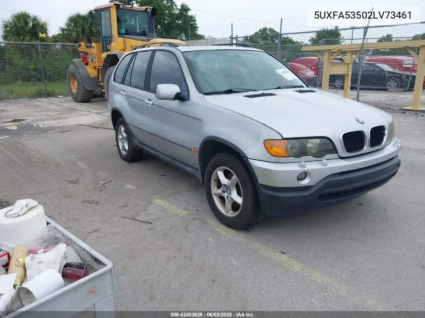 2002 BMW X5 3.0I VIN: 5UXFA53502LV73461 Lot: 42403826