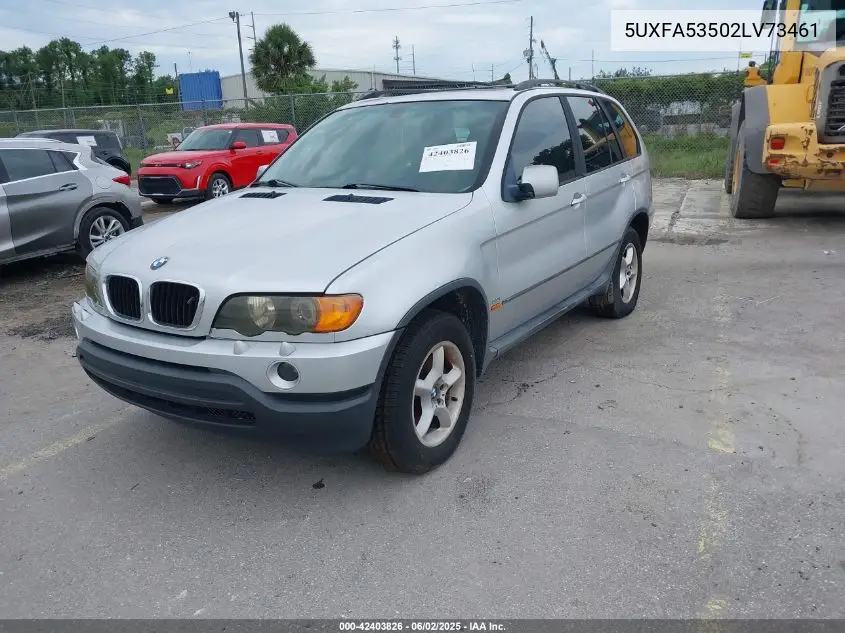 2002 BMW X5 3.0I VIN: 5UXFA53502LV73461 Lot: 42403826
