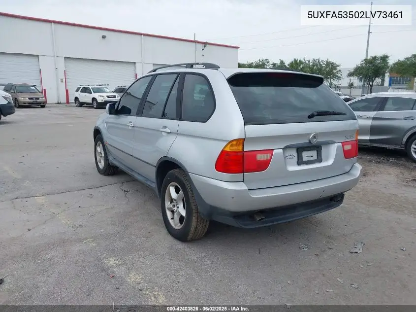 2002 BMW X5 3.0I VIN: 5UXFA53502LV73461 Lot: 42403826