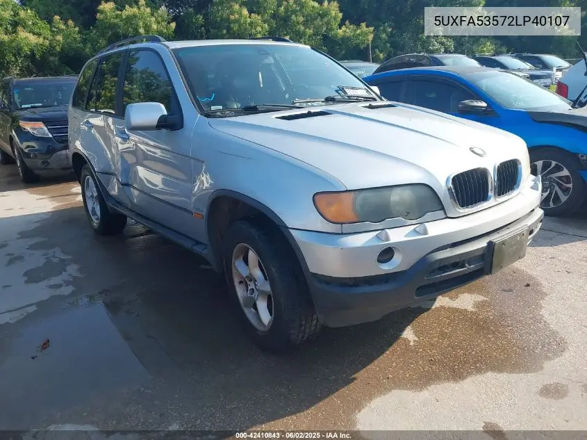 2002 BMW X5 3.0I VIN: 5UXFA53572LP40107 Lot: 42410843