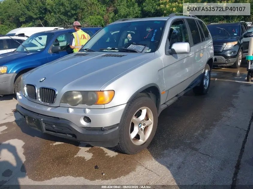 2002 BMW X5 3.0I VIN: 5UXFA53572LP40107 Lot: 42410843