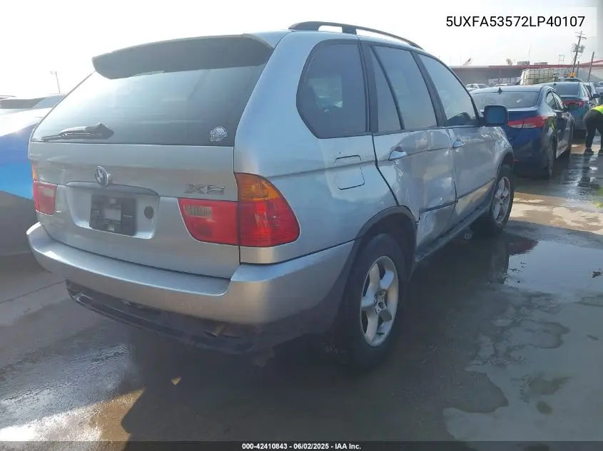 2002 BMW X5 3.0I VIN: 5UXFA53572LP40107 Lot: 42410843