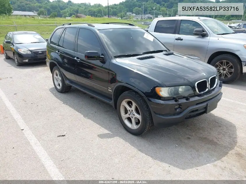 2002 BMW X5 3.0I VIN: 5UXFA53582LP33716 Lot: 42421299