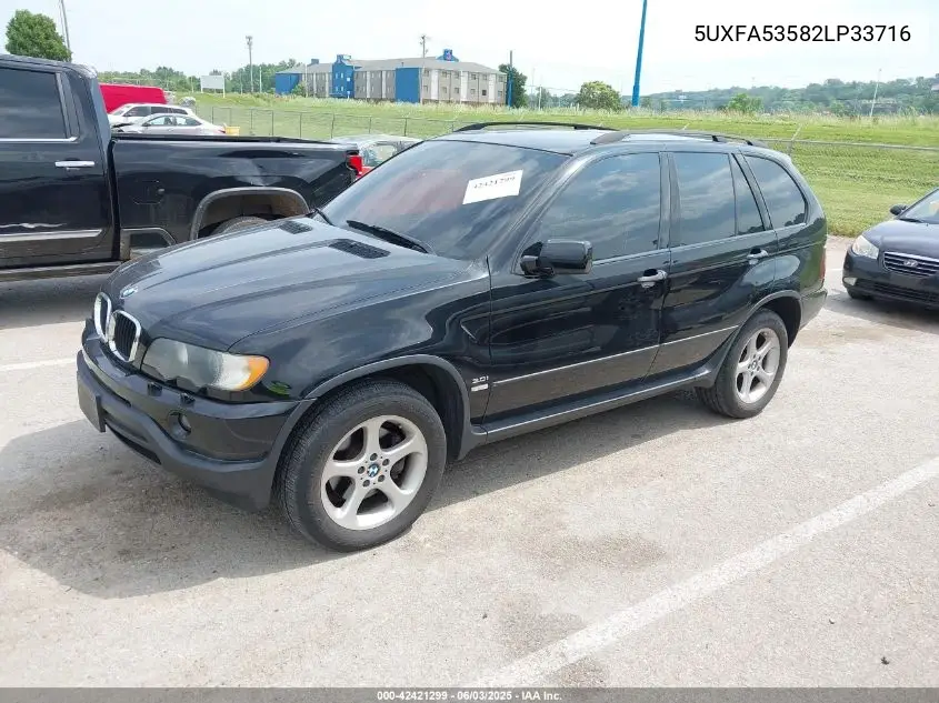 2002 BMW X5 3.0I VIN: 5UXFA53582LP33716 Lot: 42421299