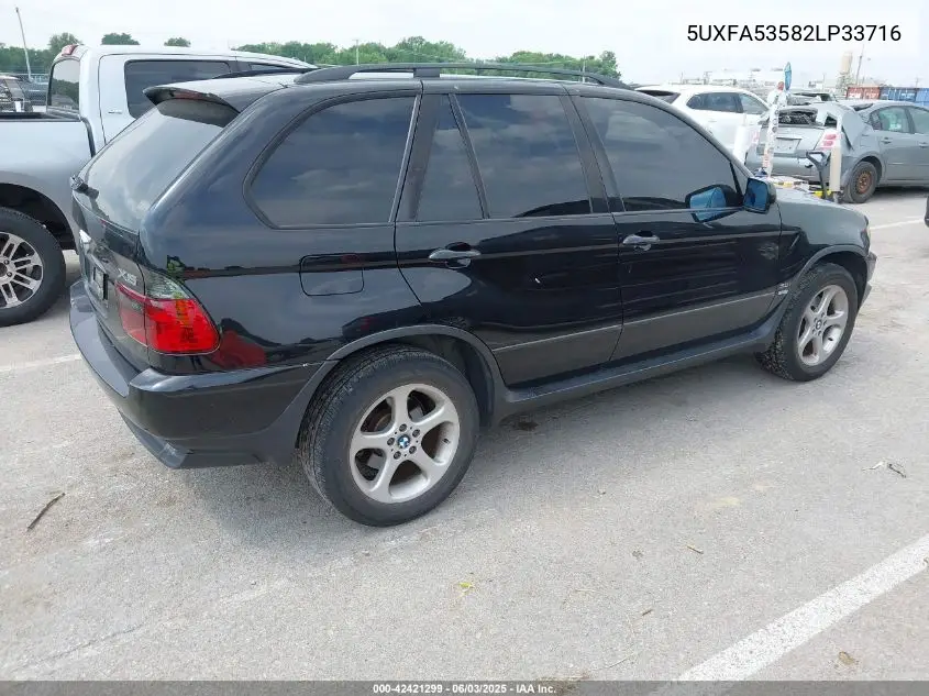 2002 BMW X5 3.0I VIN: 5UXFA53582LP33716 Lot: 42421299
