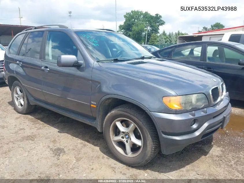 2002 BMW X5 3.0I VIN: 5UXFA53532LP43988 Lot: 42640882