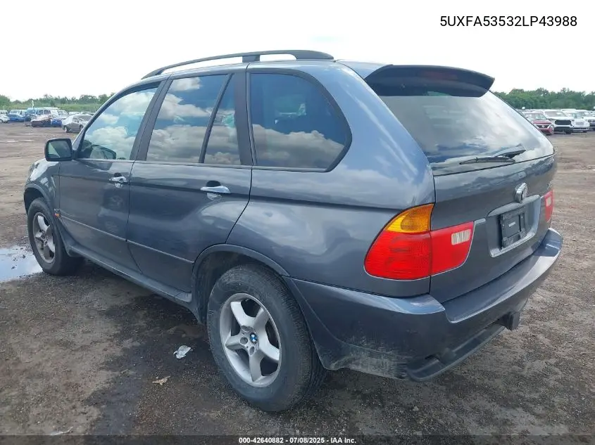 2002 BMW X5 3.0I VIN: 5UXFA53532LP43988 Lot: 42640882