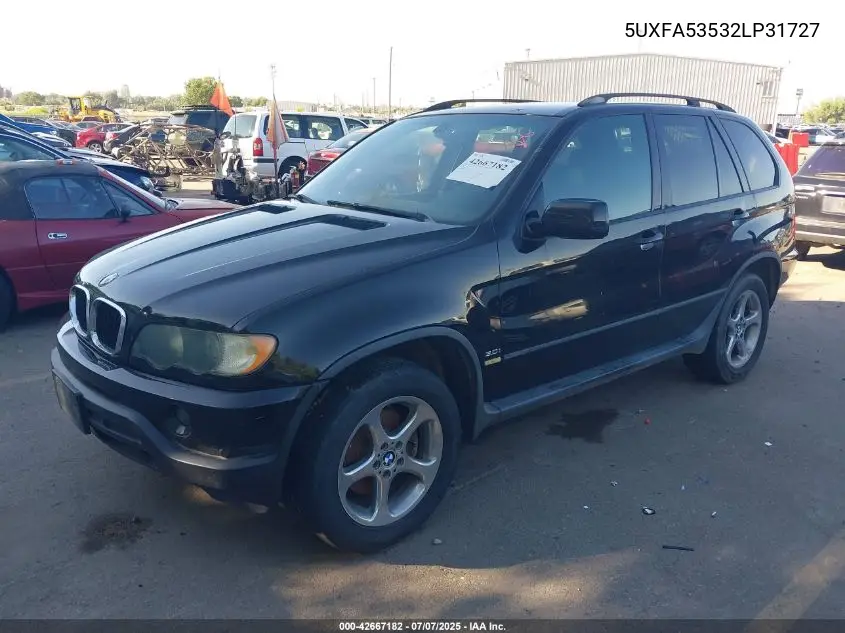 2002 BMW X5 3.0I VIN: 5UXFA53532LP31727 Lot: 42667182