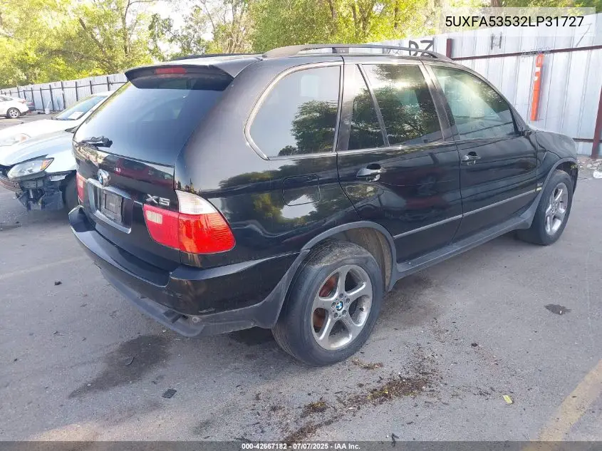 2002 BMW X5 3.0I VIN: 5UXFA53532LP31727 Lot: 42667182