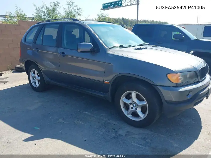 2002 BMW X5 3.0I VIN: 5UXFA53542LP41005 Lot: 42742127