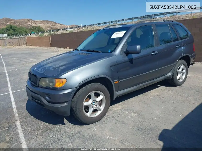 2002 BMW X5 3.0I VIN: 5UXFA53542LP41005 Lot: 42742127