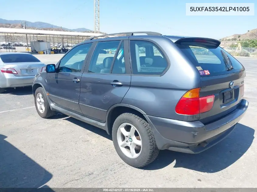 2002 BMW X5 3.0I VIN: 5UXFA53542LP41005 Lot: 42742127