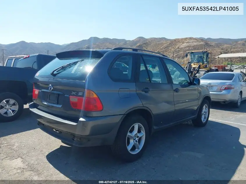 2002 BMW X5 3.0I VIN: 5UXFA53542LP41005 Lot: 42742127