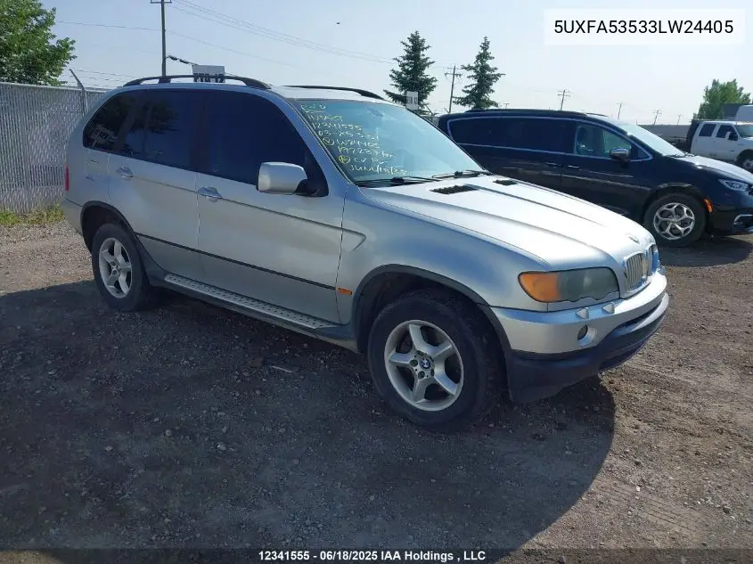 2003 BMW X5 3.0I VIN: 5UXFA53533LW24405 Lot: 12341555