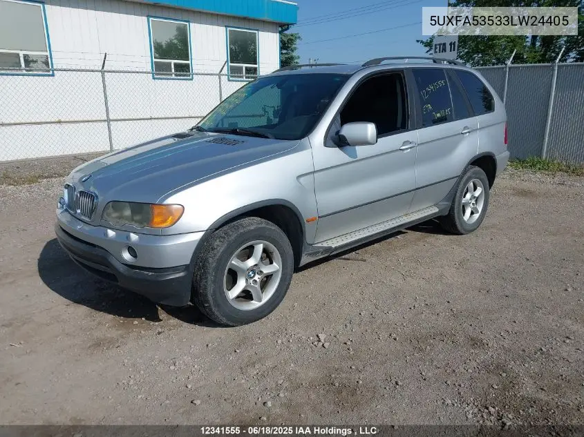 2003 BMW X5 3.0I VIN: 5UXFA53533LW24405 Lot: 12341555