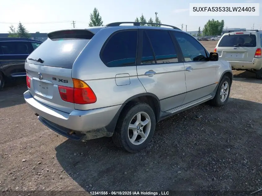 2003 BMW X5 3.0I VIN: 5UXFA53533LW24405 Lot: 12341555