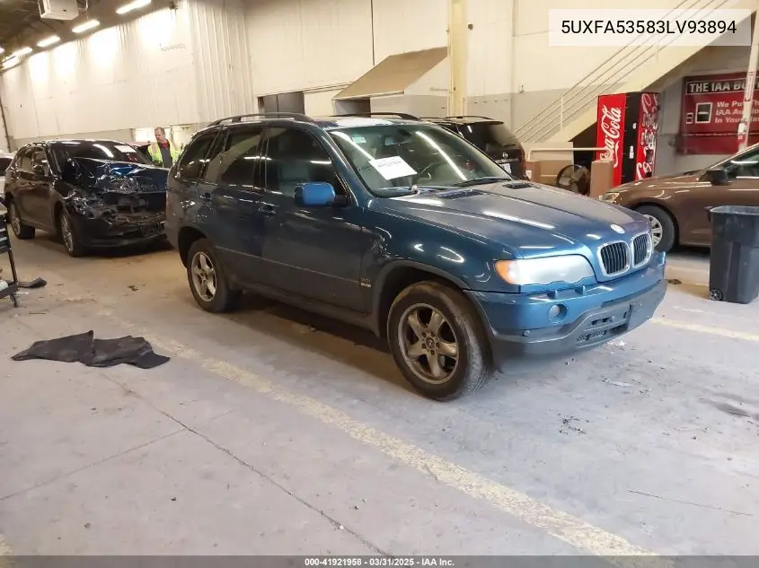 2003 BMW X5 3.0I VIN: 5UXFA53583LV93894 Lot: 41921958