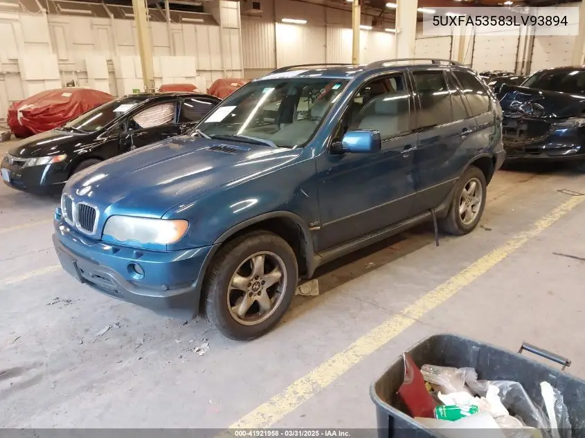 2003 BMW X5 3.0I VIN: 5UXFA53583LV93894 Lot: 41921958