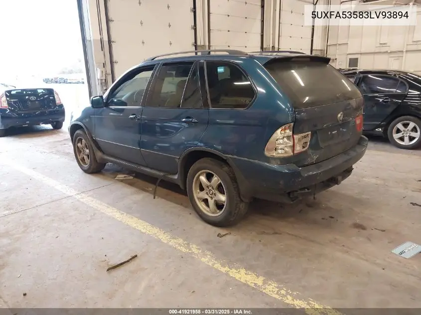2003 BMW X5 3.0I VIN: 5UXFA53583LV93894 Lot: 41921958