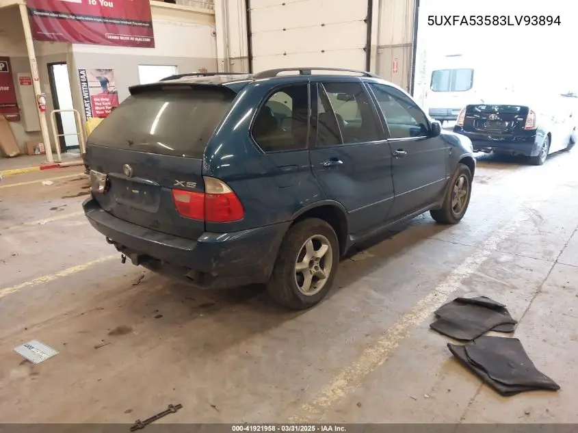 2003 BMW X5 3.0I VIN: 5UXFA53583LV93894 Lot: 41921958