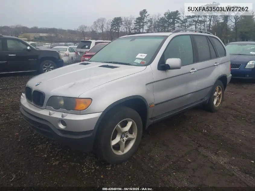 2003 BMW X5 3.0I VIN: 5UXFA53503LW27262 Lot: 42048194