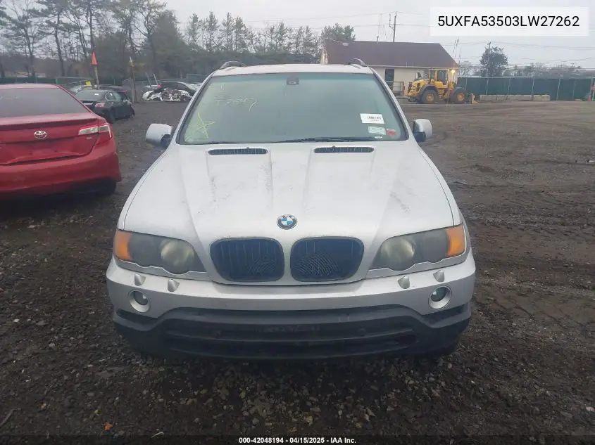 2003 BMW X5 3.0I VIN: 5UXFA53503LW27262 Lot: 42048194