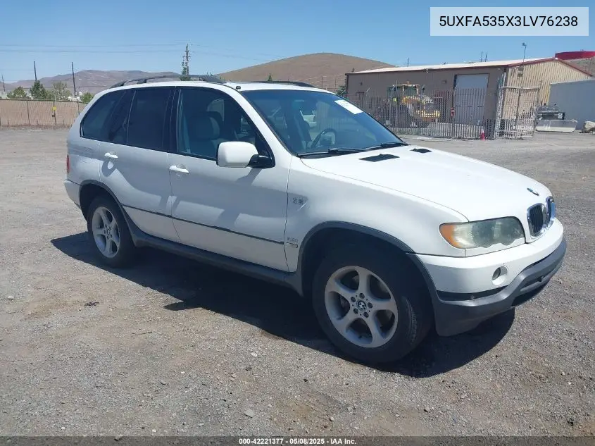 2003 BMW X5 3.0I VIN: 5UXFA535X3LV76238 Lot: 42221377