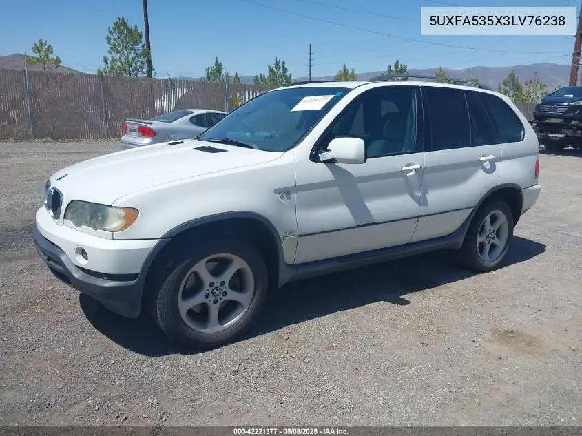 2003 BMW X5 3.0I VIN: 5UXFA535X3LV76238 Lot: 42221377
