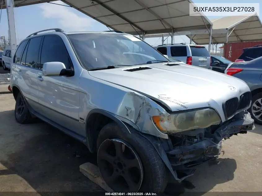 2003 BMW X5 3.0I VIN: 5UXFA535X3LP27028 Lot: 42574041