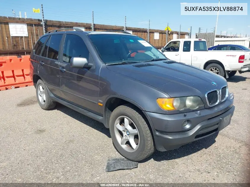 2003 BMW X5 3.0I VIN: 5UXFA535X3LV88874 Lot: 42609089