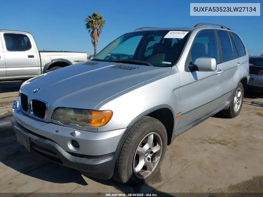 2003 BMW X5 3.0I VIN: 5UXFA53523LW27134 Lot: 42618638