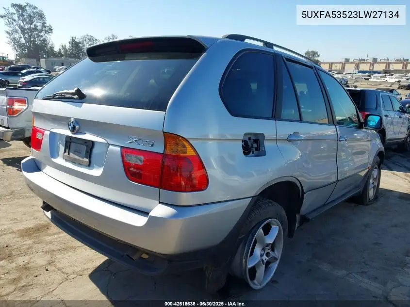 2003 BMW X5 3.0I VIN: 5UXFA53523LW27134 Lot: 42618638