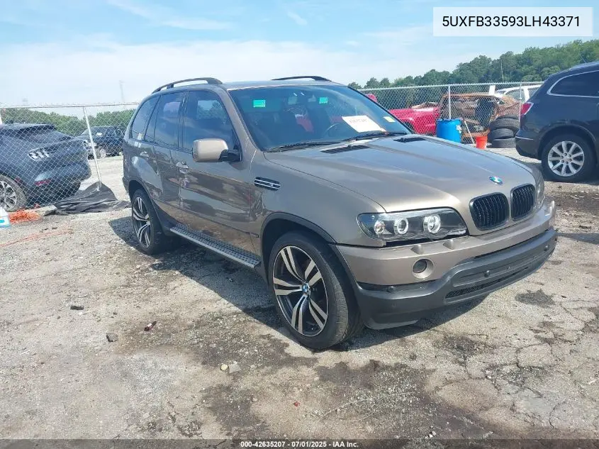 2003 BMW X5 4.4I VIN: 5UXFB33593LH43371 Lot: 42635207