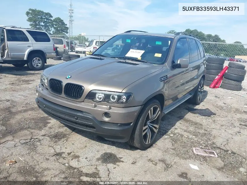 2003 BMW X5 4.4I VIN: 5UXFB33593LH43371 Lot: 42635207