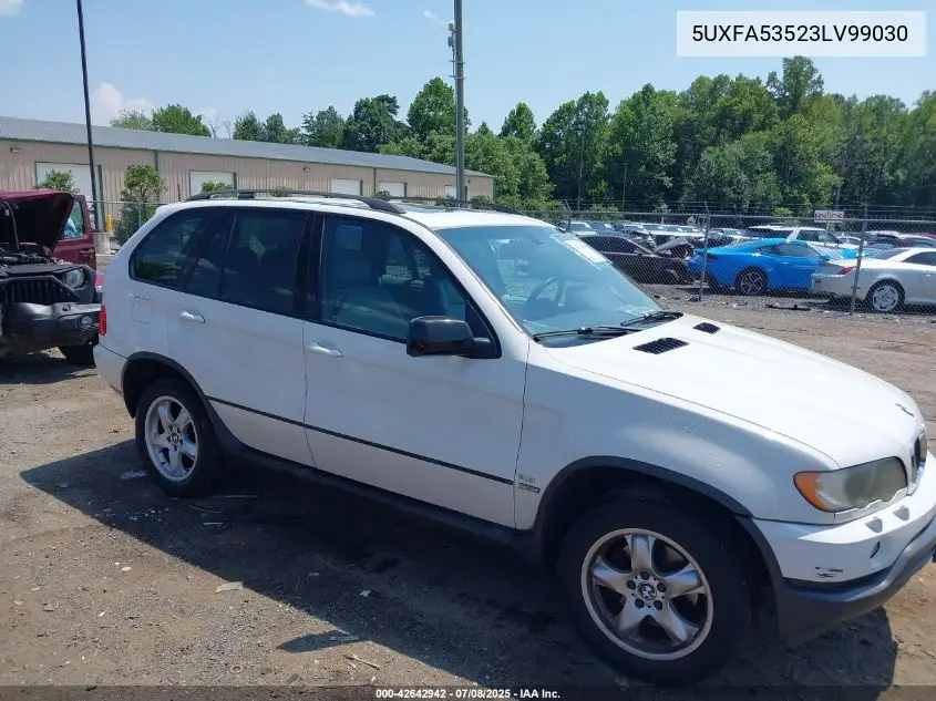 2003 BMW X5 3.0I VIN: 5UXFA53523LV99030 Lot: 42642942